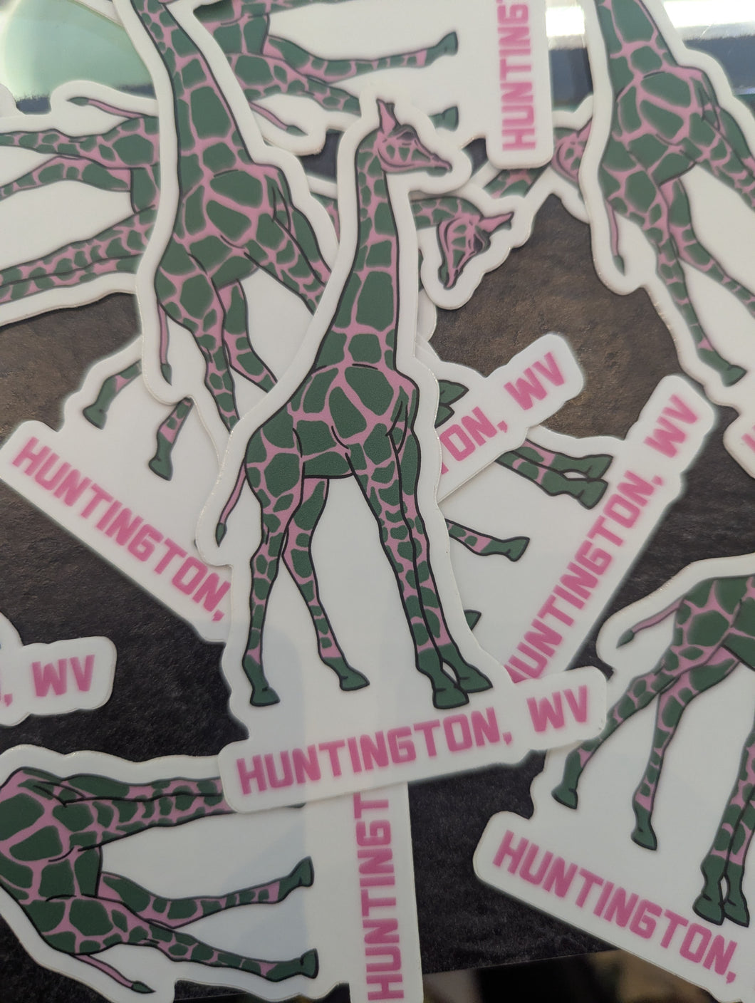 Pink & Green Giraffe Sticker