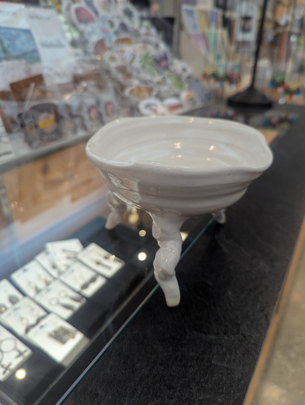 Porcelain Rooted Bowl w/ Pearl Satin Glaze