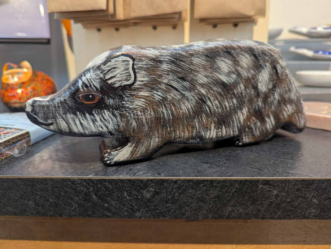Wooden Badger Statue