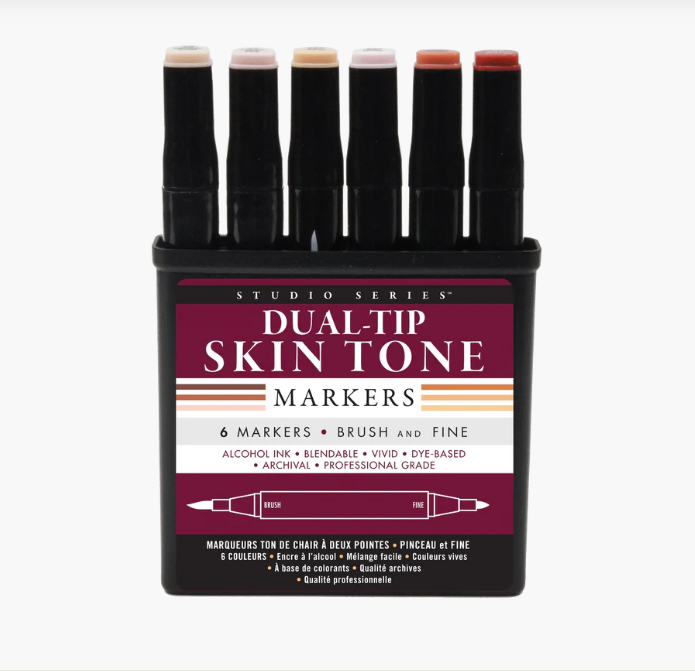 Studio Series Professional Alcohol Markers (Dual-Tip Set of 6 Skin Tone Colors)