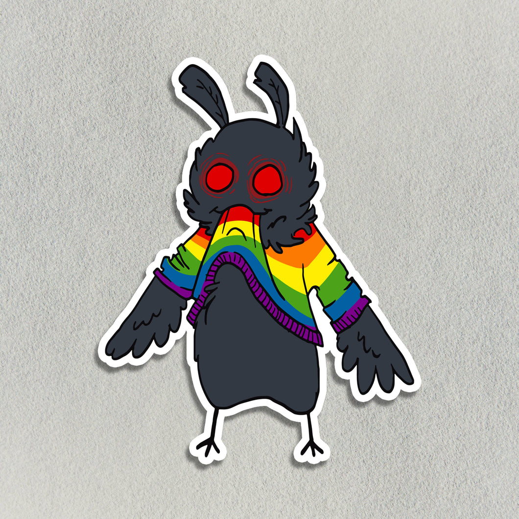 Hungry Little Mothman in a Rainbow Sweater