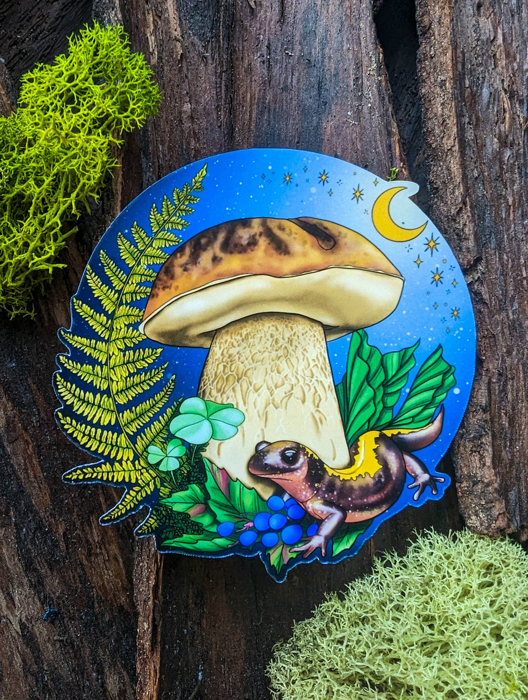 Porcini Mushroom and Salamander Sticker