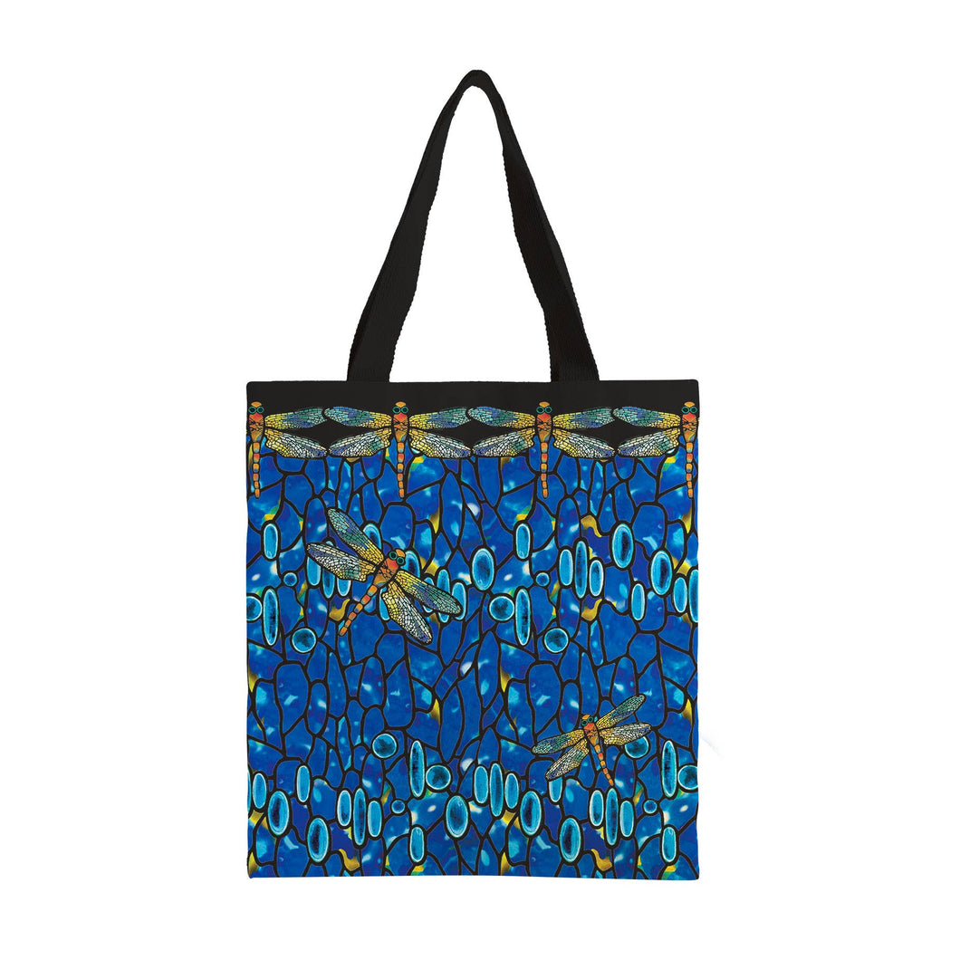 Shoulder Strap Canvas Magazine Tote Bag - Tiffany Dragonfly
