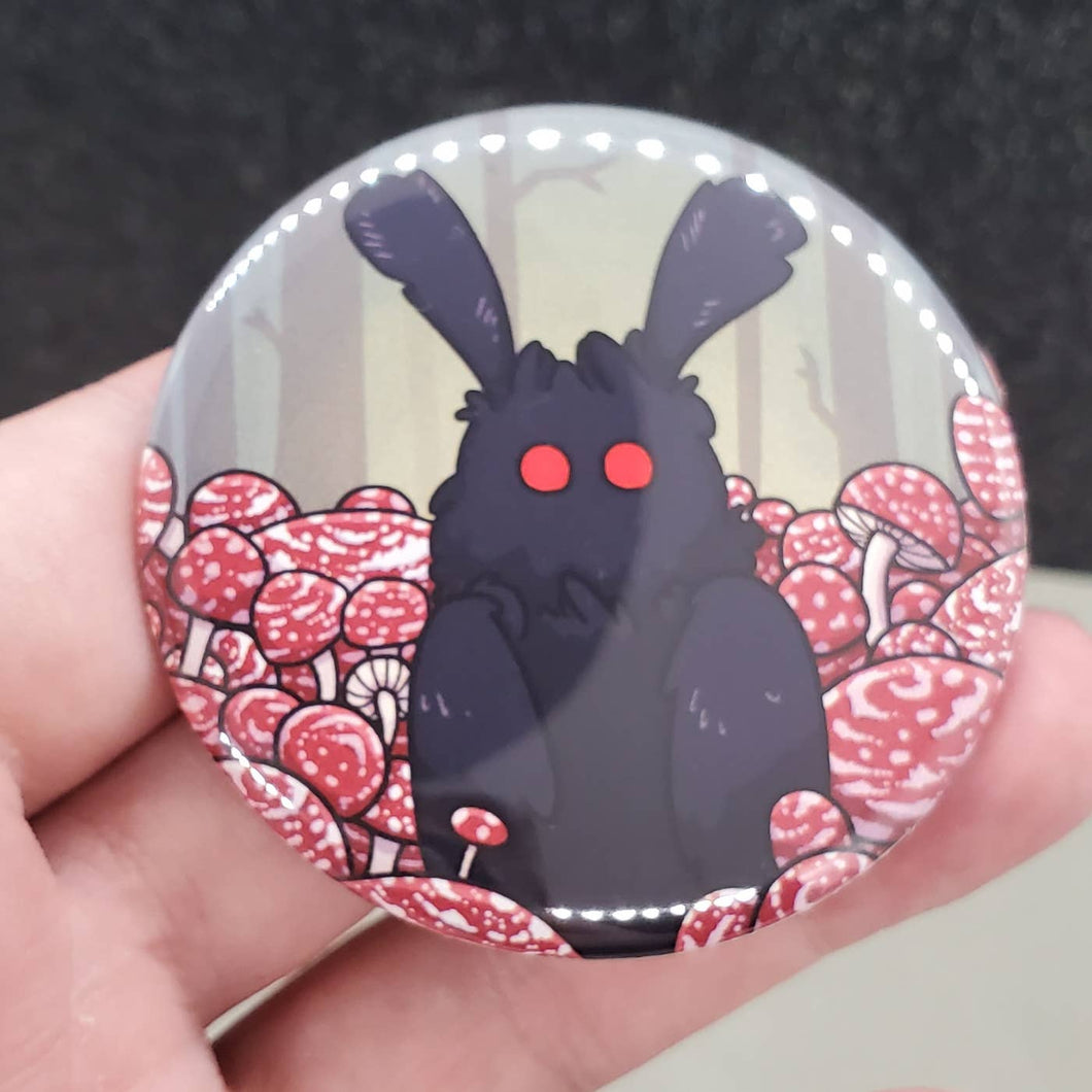 Mothman Surrounded By Mushrooms in the Forest Magnet