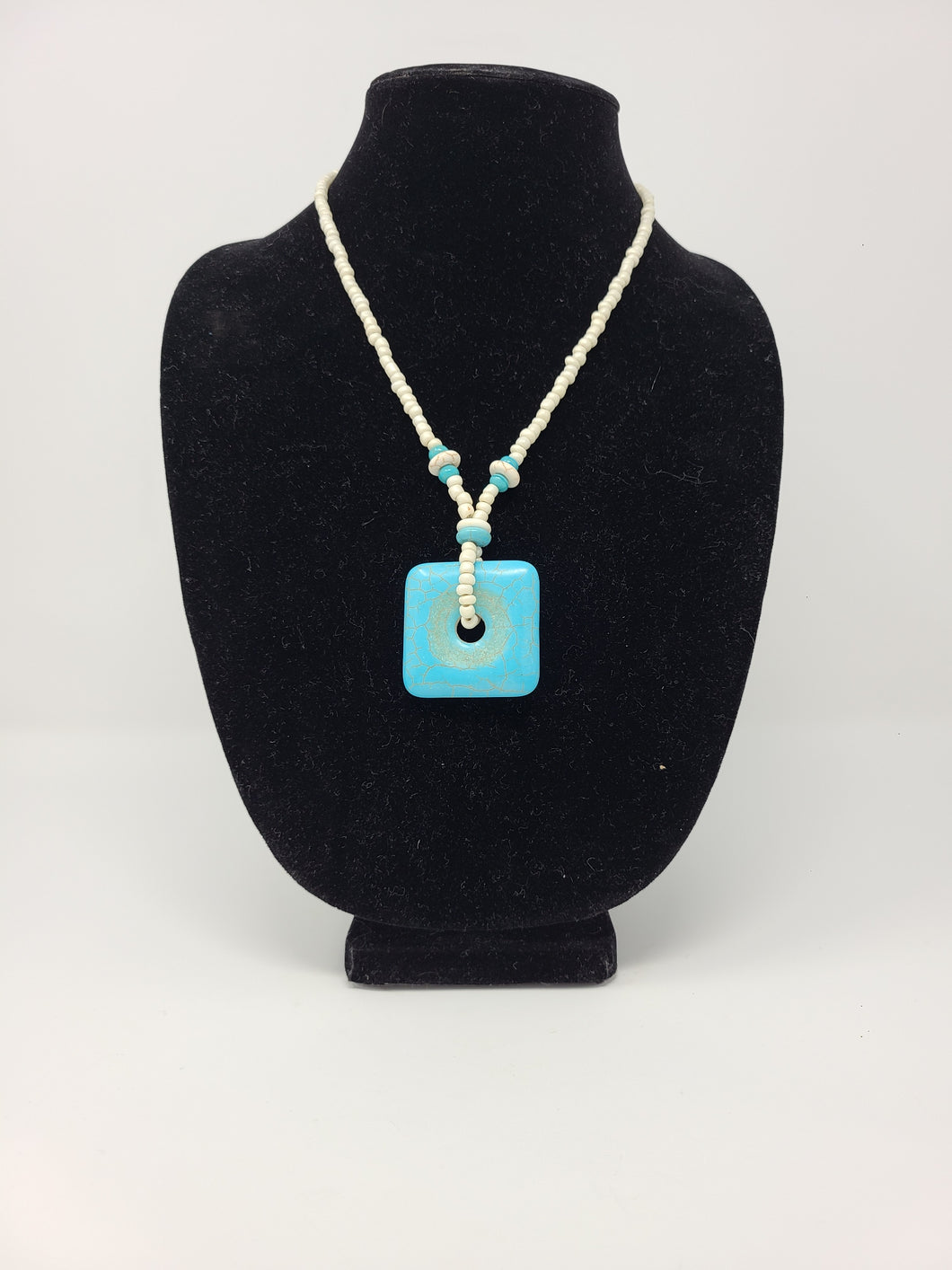 Necklace with Square Turquoise Bead