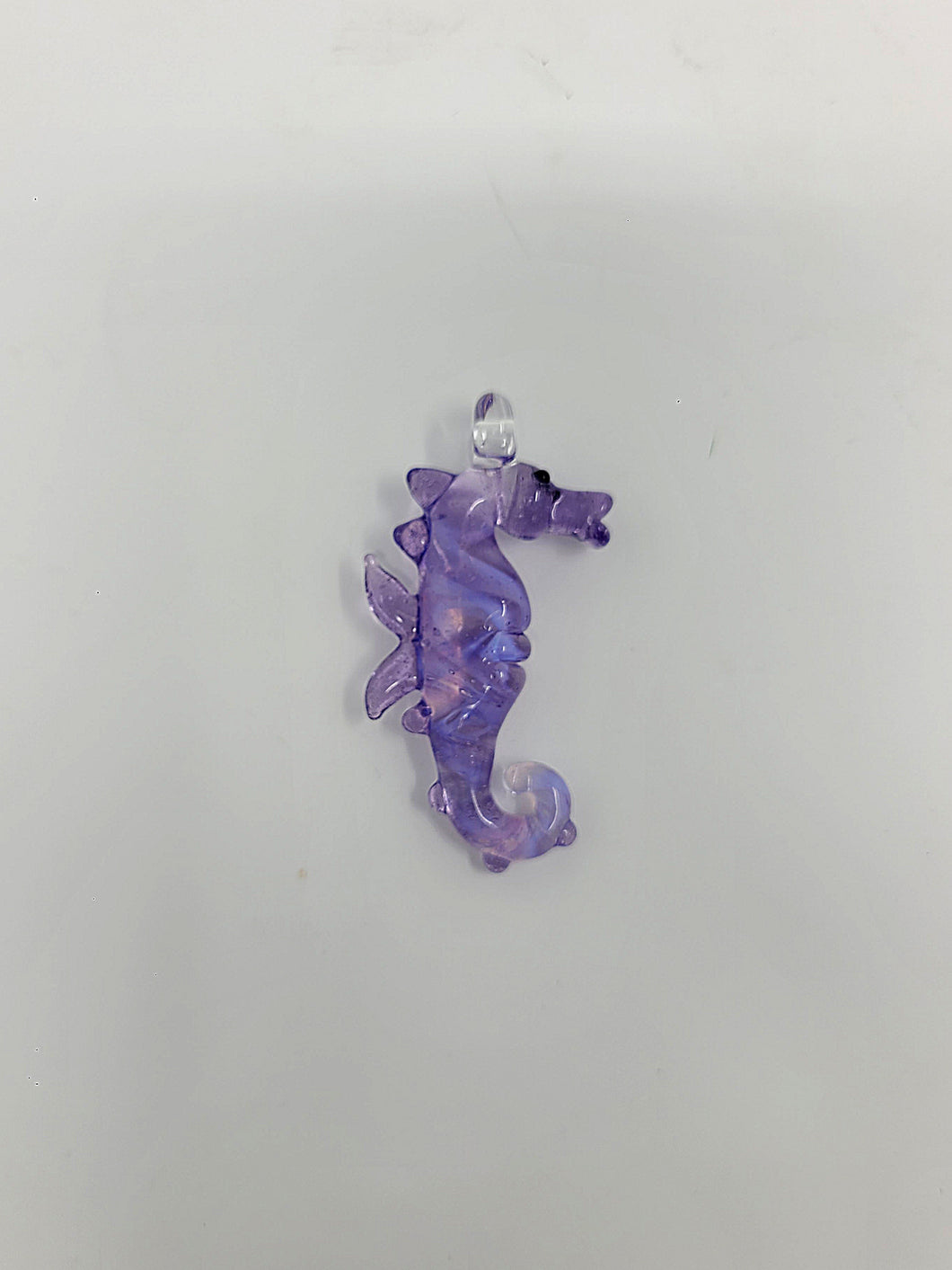 Purple Seahorse Glass Pendant