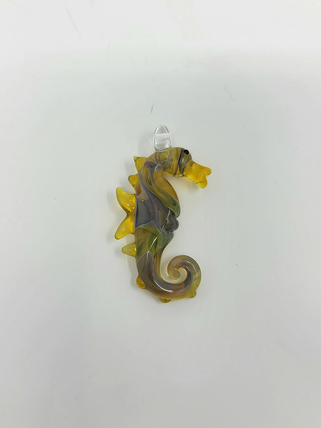 Yellow Seahorse Glass Pendant