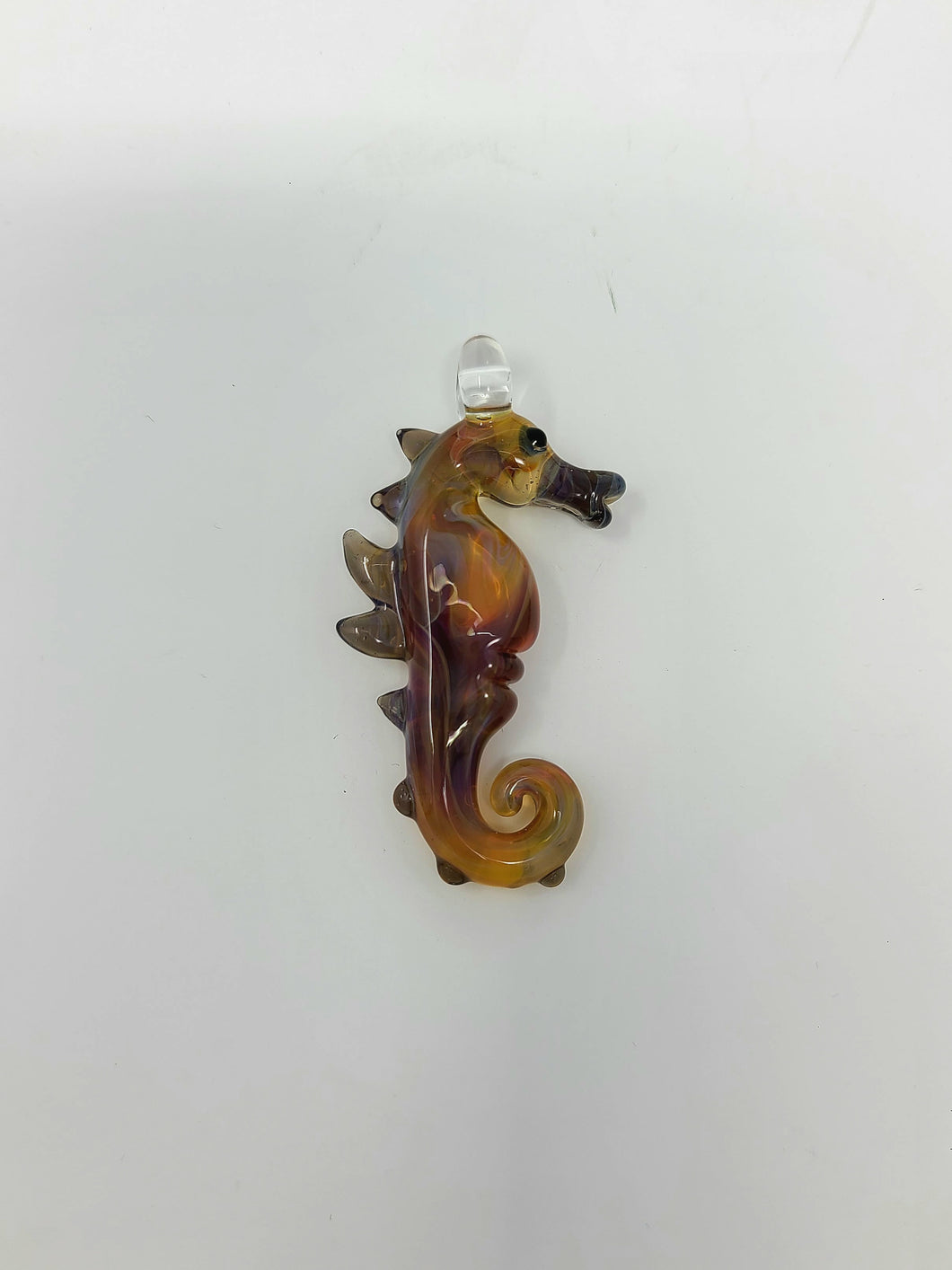 Orange and Purple Seahorse Glass Pendant