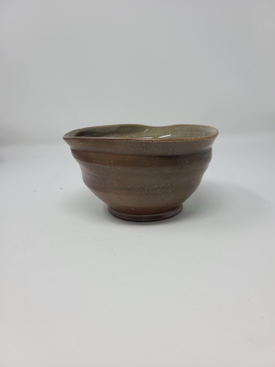 Salt Fired Stoneware Bowl with Green Interior
