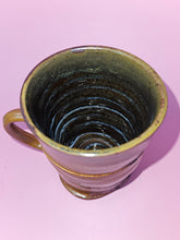Load image into Gallery viewer, Salt Fired Stoneware Wavy Mug with Green Interior III

