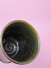 Load image into Gallery viewer, Salt Fired Stoneware Wavy Mug with Green Interior
