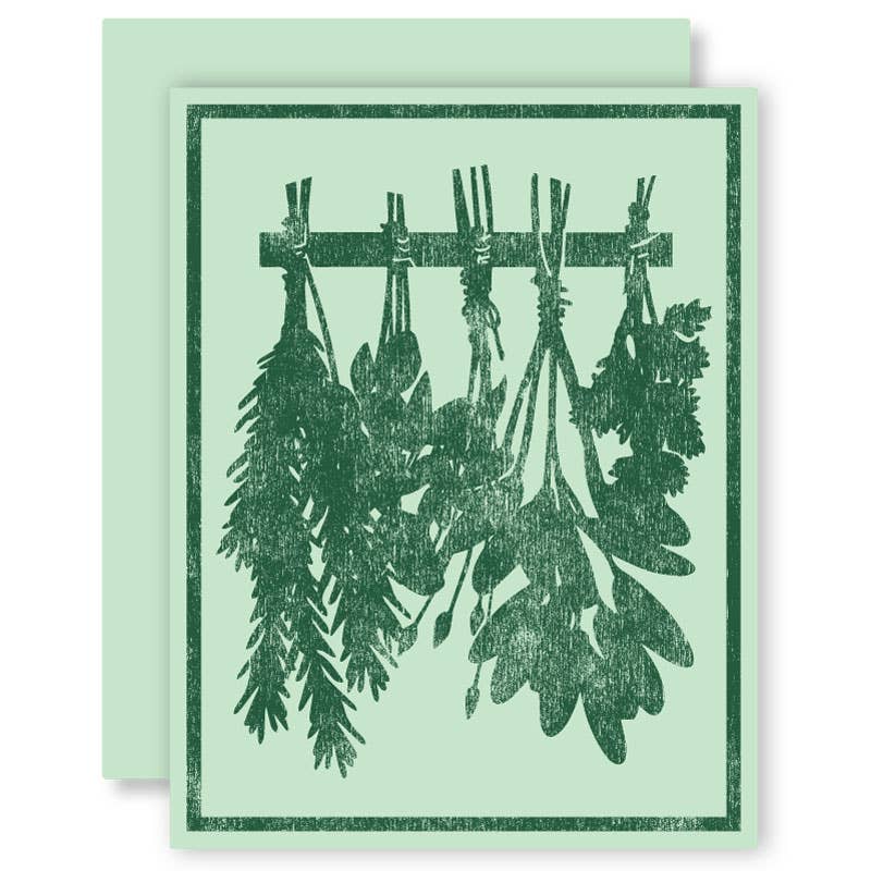 Drying Herbs Letterpress Card - Set of 6