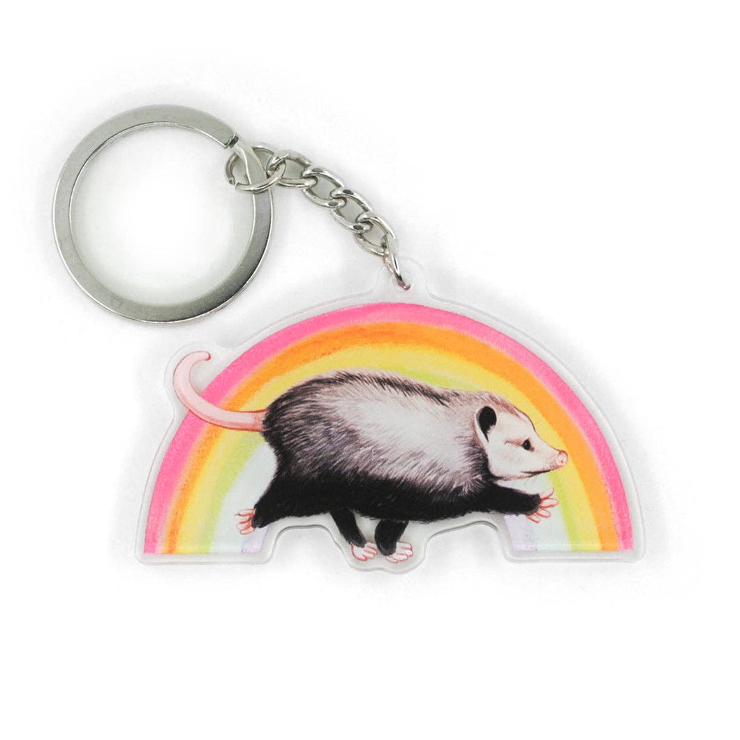 Rainbow Raz the Opossum Double-Sided Acrylic Keychain