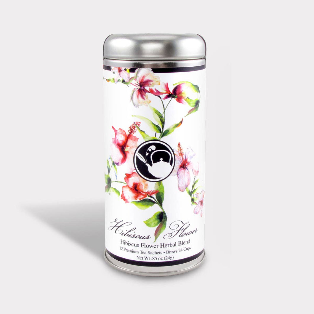 Hibiscus Flower Tea - 12 Tea Sachets - Tall Tin