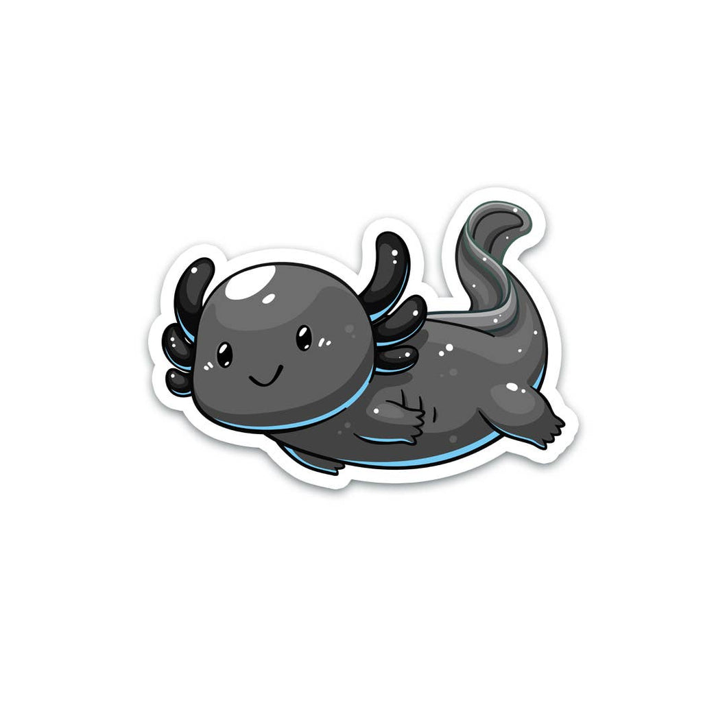 Black Axolotl Sticker | Waterproof, Vinyl Small Pet Sticker