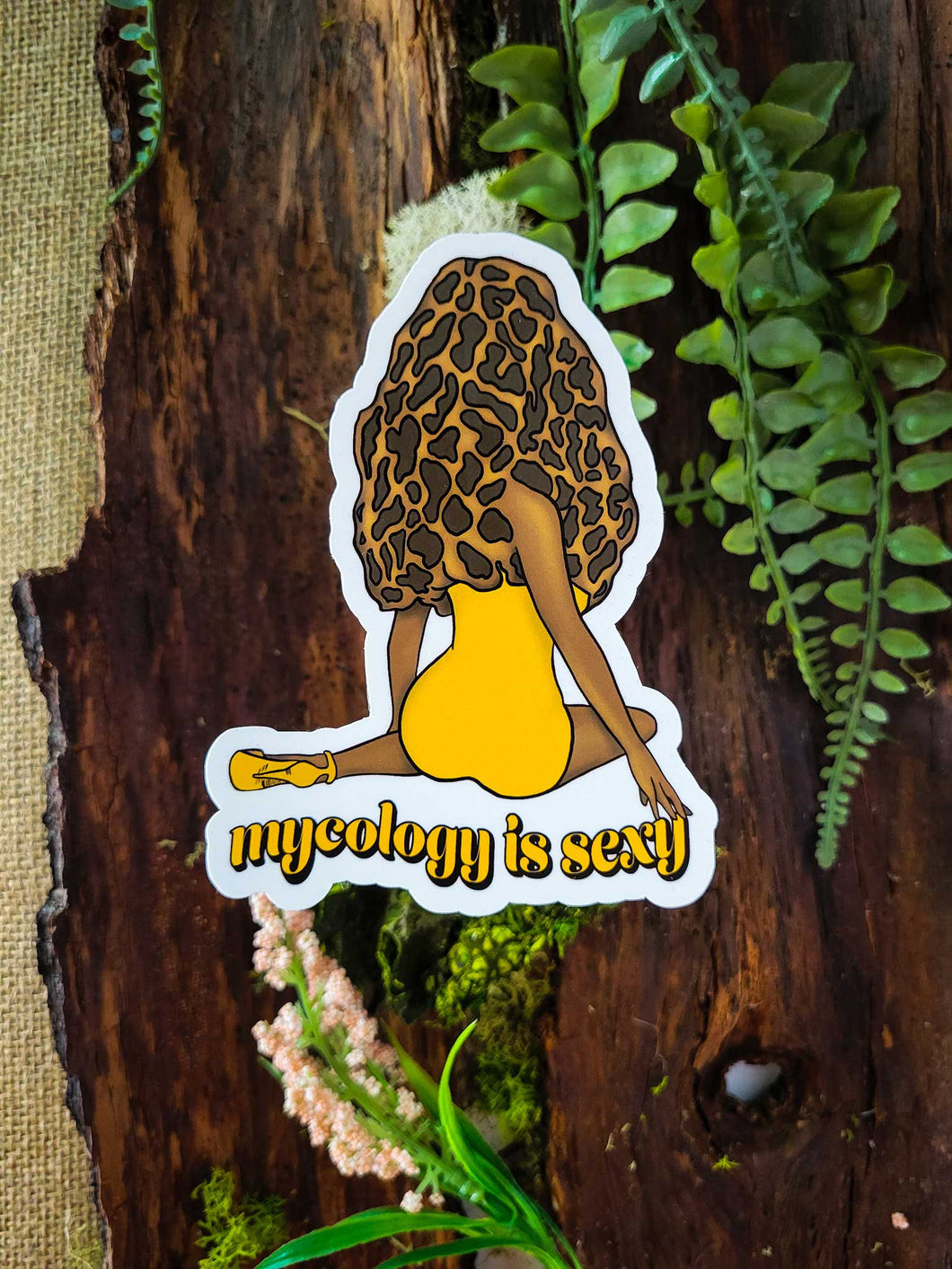 Madam Morel Mushroom Pinup Girl Sticker