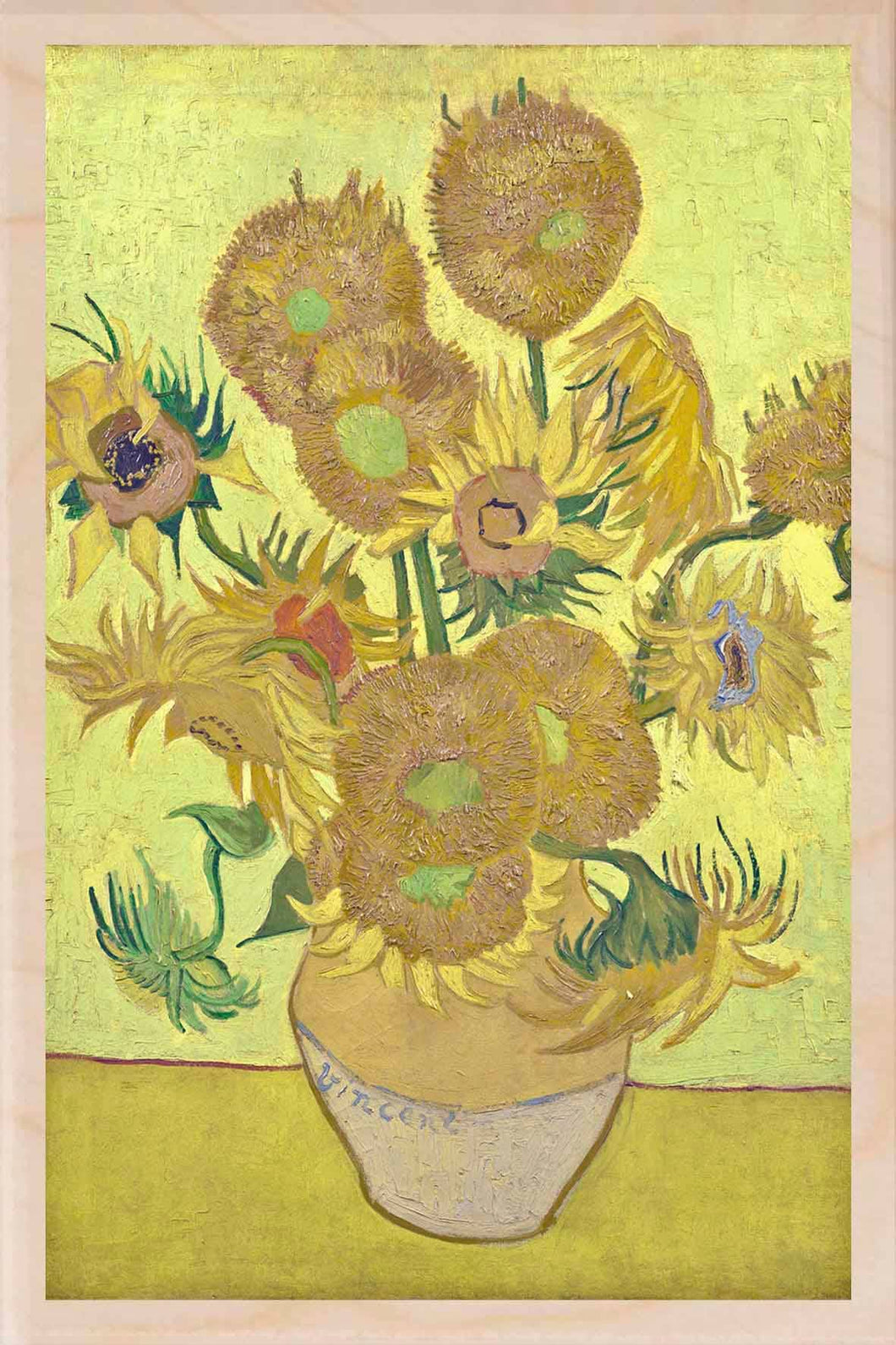 VAN GOGH - SUNFLOWERS Wood Postcard