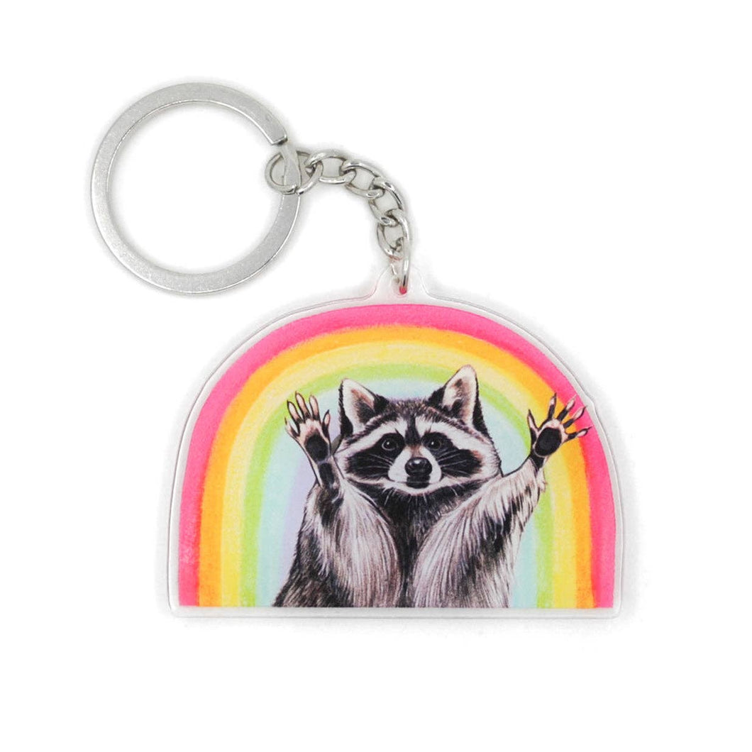 Rainbow Raccoon Double-Sided Acrylic Keychain