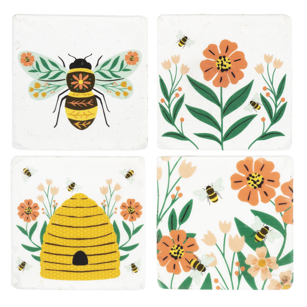 Colorful Bee Floral Coaster