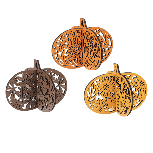 Laser Cut Fall Pumpkin Figurines - Sm.