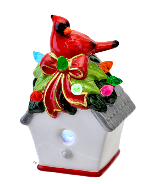 LED Light Up Birdhouse w/Cardinal Mini Shimmer