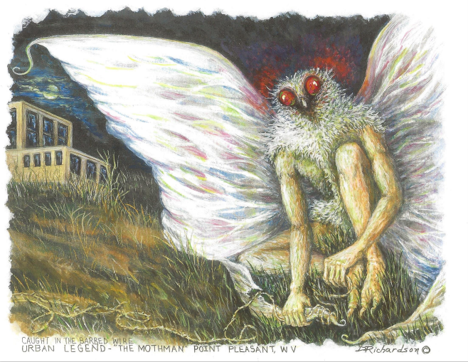 Mothman Barbed Wire Print