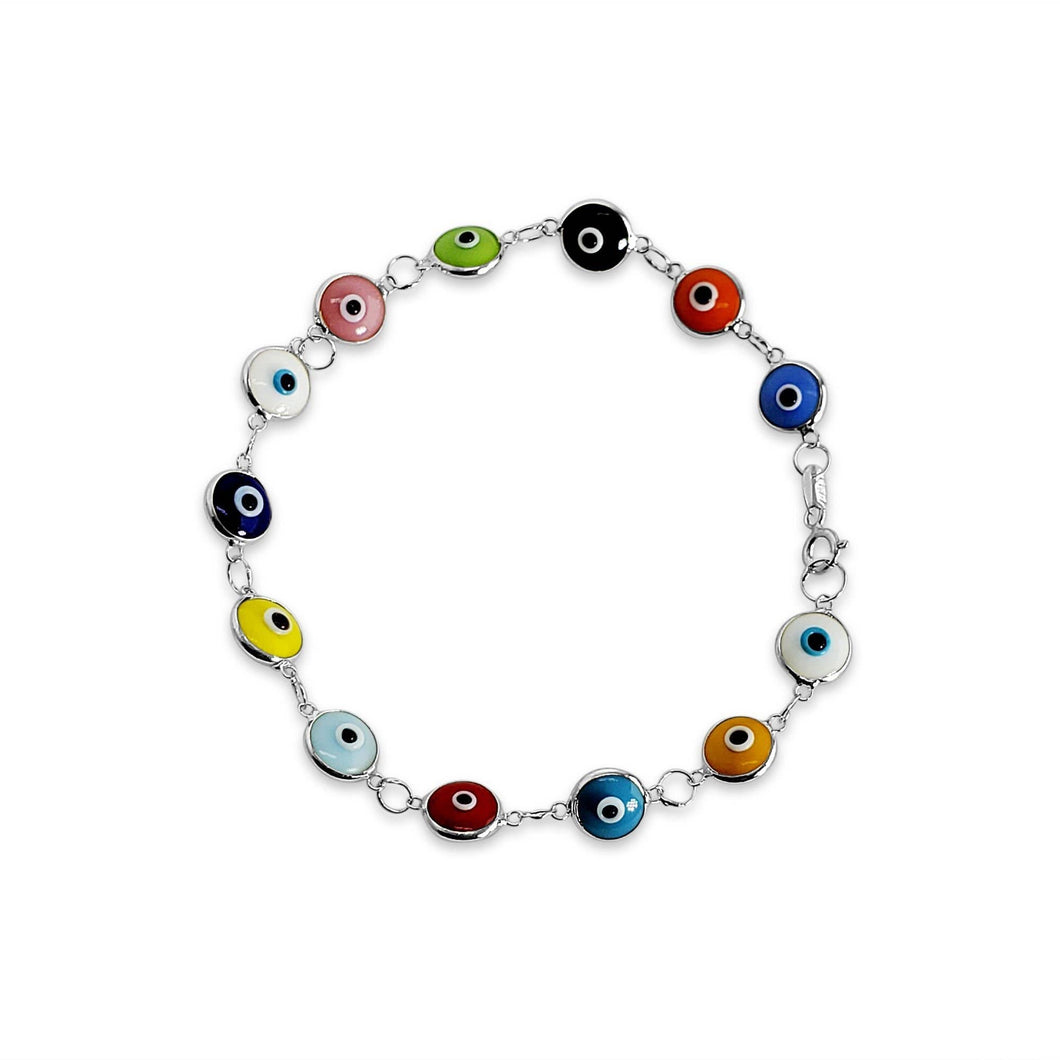 Colorful Evil Eye Bracelet (Silver)