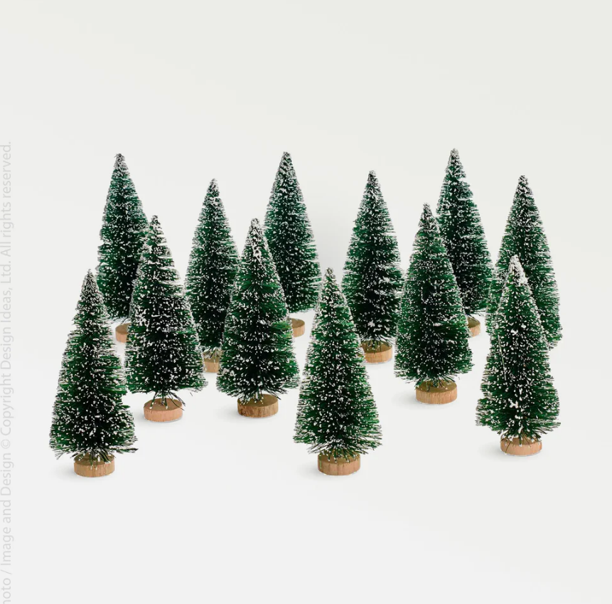 Green Bottle Brush Tree with Snow