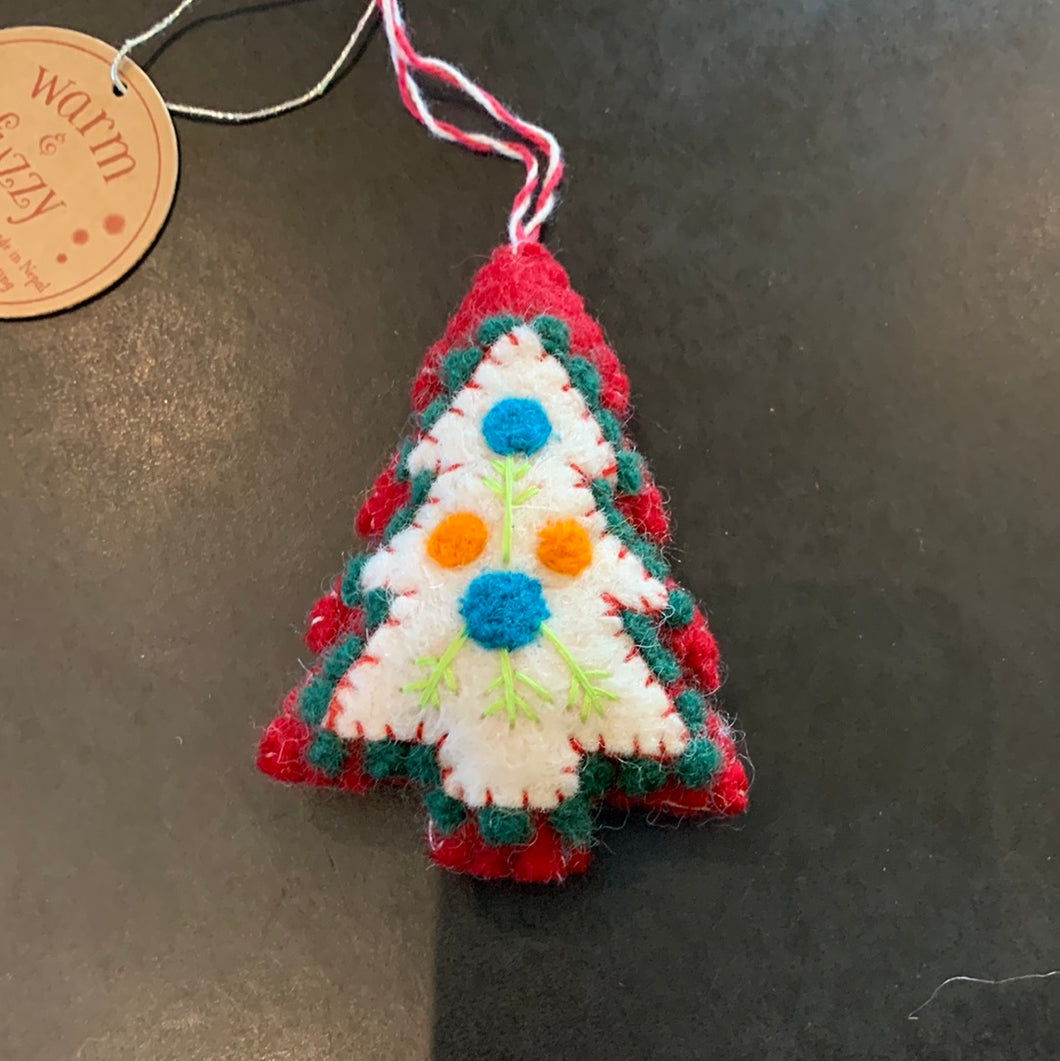 Felted & Stitched Tree Ornaments