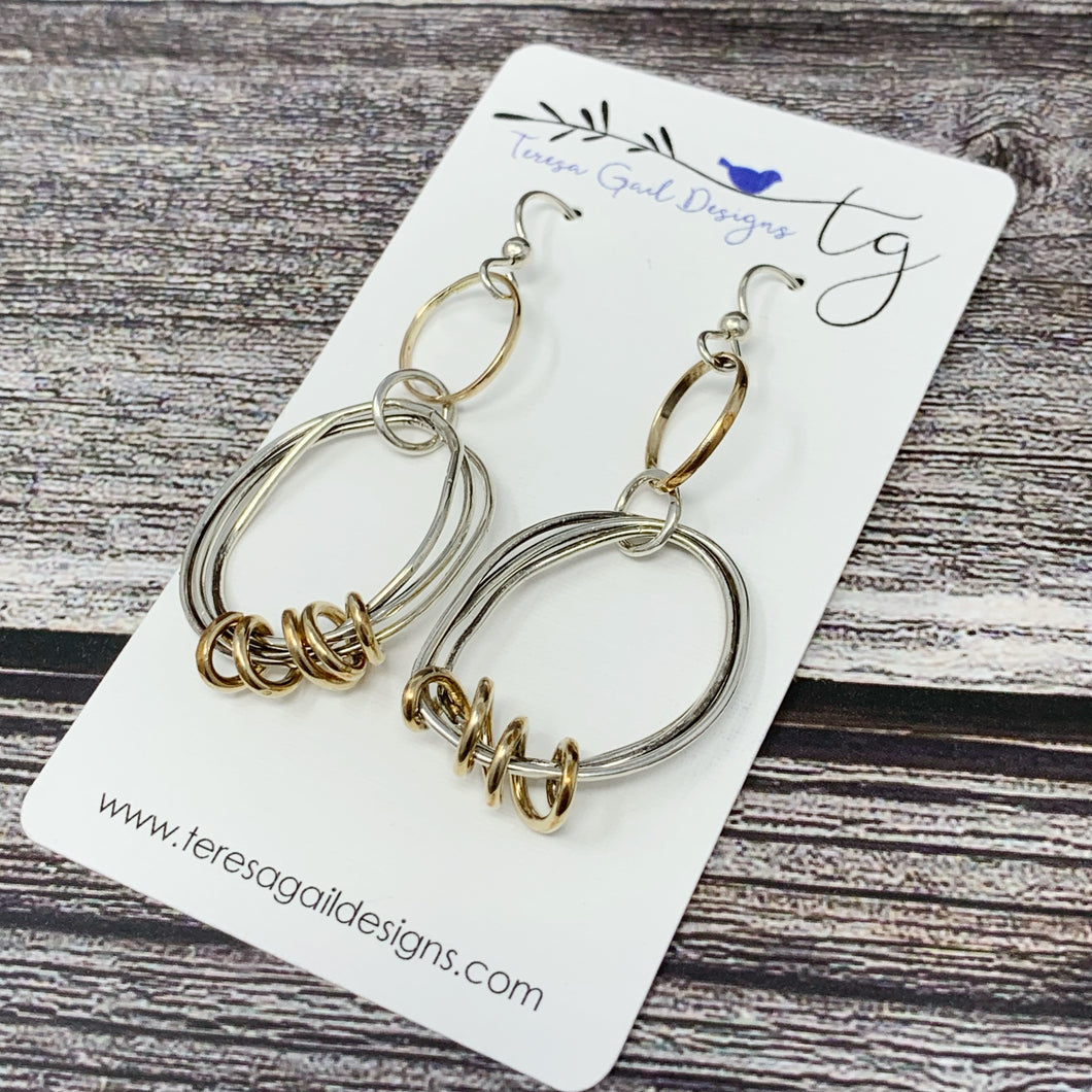 Sterling Silver & Brass Earrings