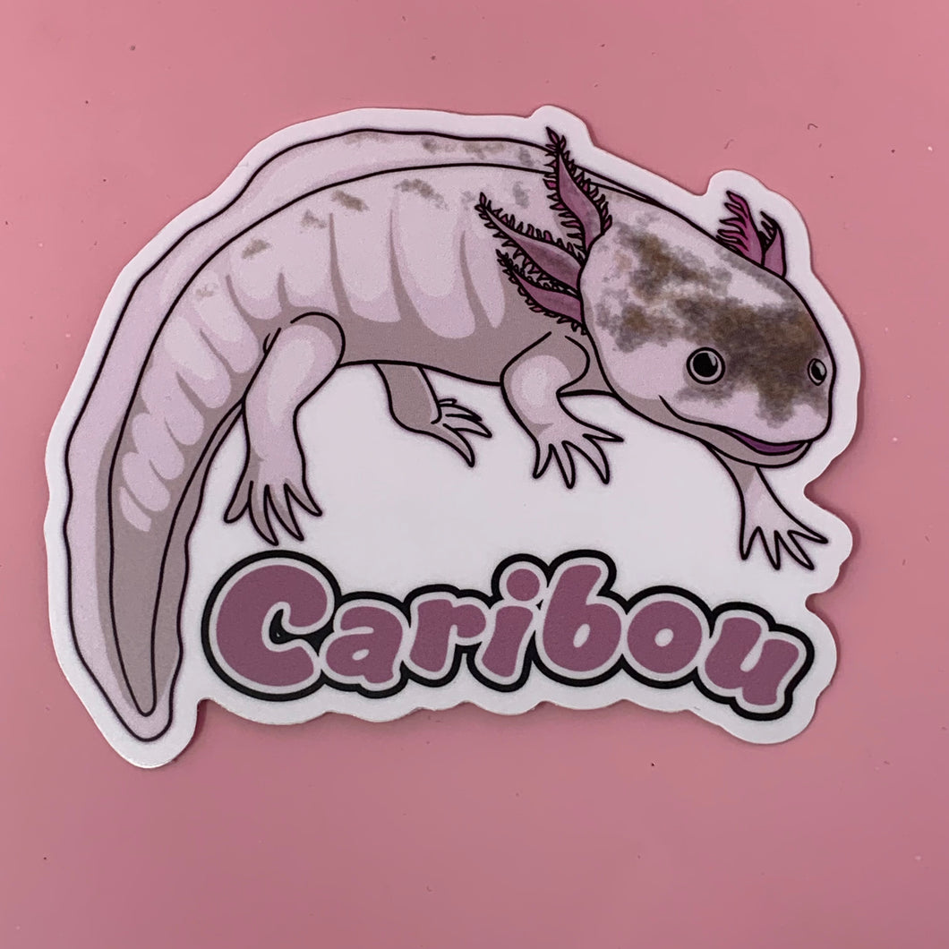 Caribou the Axolotl Sticker