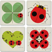 Load image into Gallery viewer, Lucky Ladybug Absorbent Stone Coaster Set
